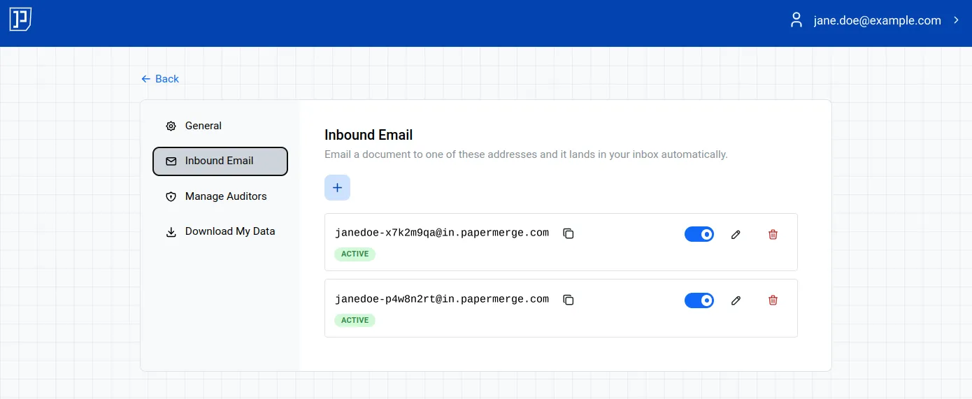 Inbound Email preferences with two active addresses